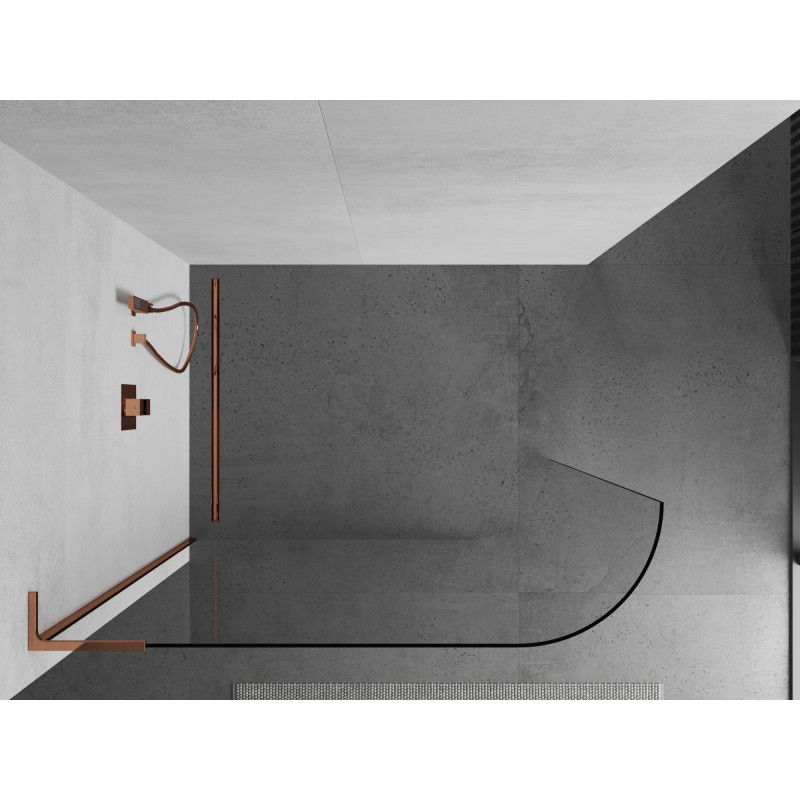 Mexen Kioto-R L Rounded Walk-in Shower Wall 120 x 200 cm, Transparent, Rose Gold - 800-120-103-60-06