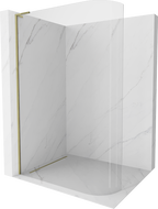 Mexen Kioto L Curved Walk-in Shower Wall 90 x 200 cm, Transparent, Gold - 800-090-103-50-06