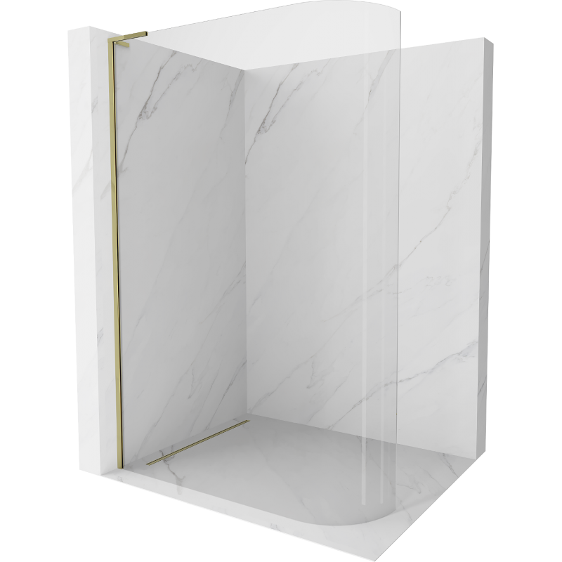 Mexen Kioto L Curved Shower Screen Walk-in 100 x 200 cm, transparent, gold - 800-100-103-50-06