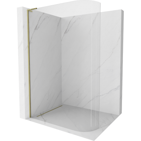 Mexen Kioto L Curved Shower Screen Walk-in 100 x 200 cm, transparent, gold - 800-100-103-50-06