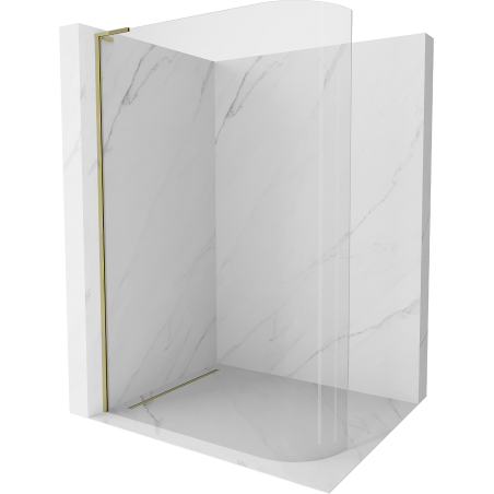 Mexen Kioto L Curved Walk-In Shower Panel 120 x 200 cm, Transparent, Gold - 800-120-103-50-06