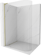 Mexen Kioto L Curved Shower Wall Walk-in 90 x 200 cm, Transparent, Brushed Gold - 800-090-103-55-06