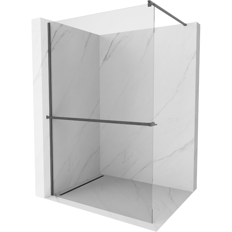 Mexen Kioto+ shower wall with shelf Walk-in 100 x 200 cm, transparent, brushed gun gray - 800-100-121-66-00