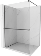 Mexen Kioto+ Walk-in Shower Wall with Shelf 140 x 200 cm, Transparent, Brushed Gun Gray - 800-140-121-66-00