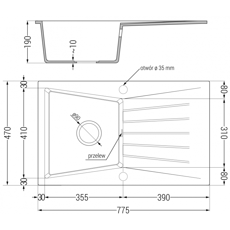 Mexen Cesar granit sink 1-bowl with drainer and Telma kitchen faucet, beige - 6514-69-670200-69