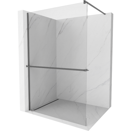 Mexen Kioto+ Shower Wall with Shelf Walk-in 135 x 200 cm, Transparent, Gun Metal - 800-135-121-95-00