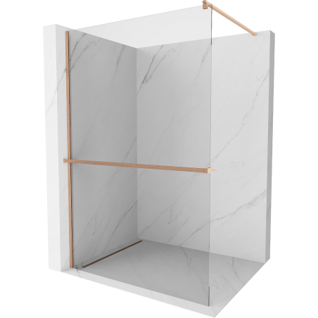 Mexen Kioto+ shower wall with shelf Walk-in 75 x 200 cm, transparent, brushed copper - 800-075-121-65-00