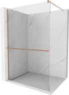 Mexen Kioto+ Walk-in Shower Wall with Shelf 80 x 200 cm, Transparent, Brushed Copper - 800-080-121-65-00