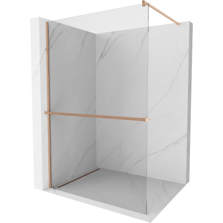 Mexen Kioto+ Walk-in Shower Screen with Shelf 85 x 200 cm, Transparent, Brushed Copper - 800-085-121-65-00