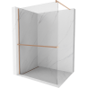 Mexen Kioto+ shower wall with Walk-in shelf 90 x 200 cm, transparent, brushed copper - 800-090-121-65-00
