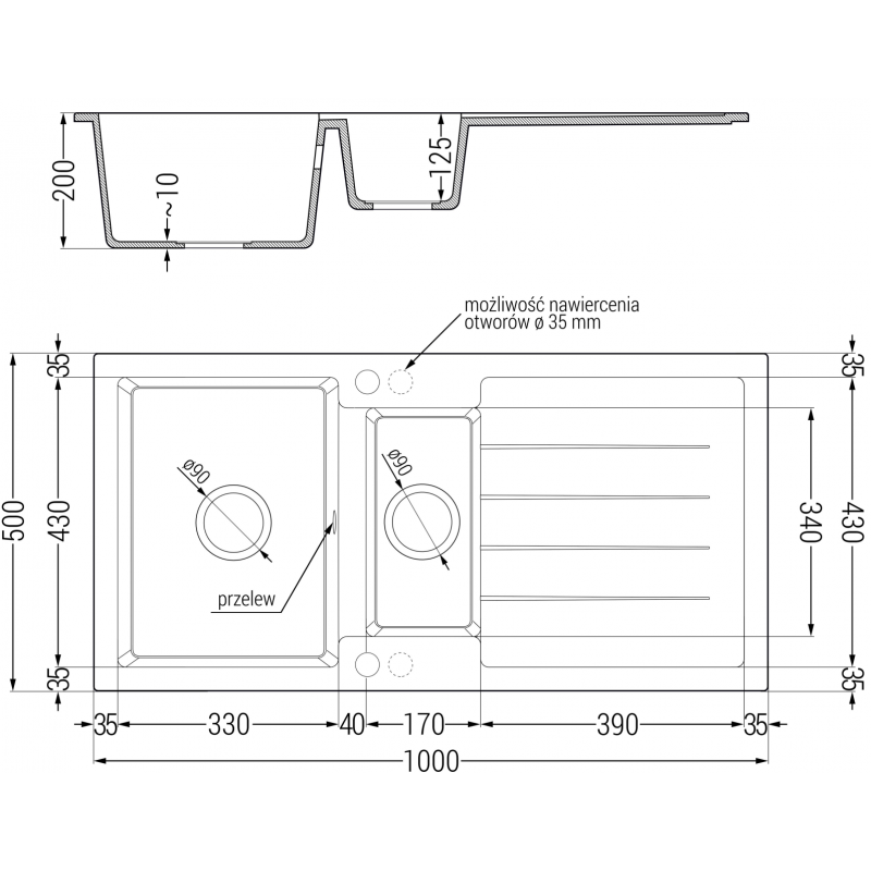 Mexen Andres granite sink 1.5-bowl with drainer and Telma kitchen tap, white - 6515-20-670200-00