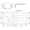Mexen Andres 1.5-compartment granite sink with a drip tray and kitchen mixer tap Telma, White - 6515-20-670200-50