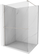 Mexen Kioto+ shower wall with Walk-in shelf 90 x 200 cm, transparent, brushed nickel - 800-090-121-97-00