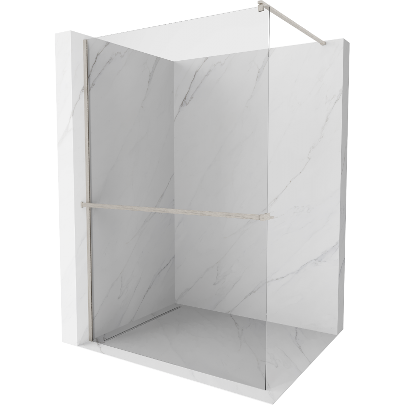 Mexen Kioto+ Walk-in Shower Wall with Shelf 95 x 200 cm, Transparent, Brushed Nickel - 800-095-121-97-00