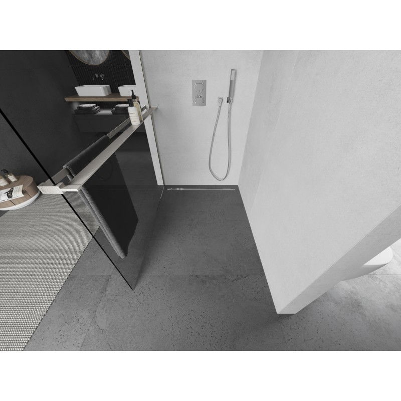 Mexen Kioto+ Walk-in Shower Screen with Shelf 110 x 200 cm, Transparent, Brushed Nickel - 800-110-121-97-00