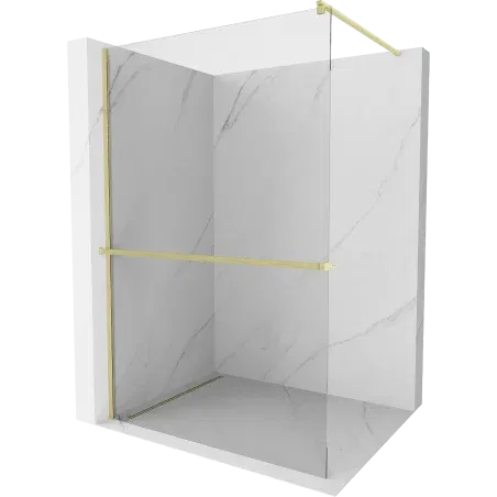 Mexen Kioto+ Walk-in Shower Screen with Shelf 85 x 200 cm, Transparent, Brushed Gold - 800-085-121-55-00