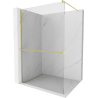 Mexen Kioto+ Walk-in Shower Screen with Shelf 140 x 200 cm, Transparent, Brushed Gold - 800-140-121-55-00