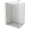 Mexen Kioto+ Walk-in Shower Wall with Shelf 140 x 200 cm, Transparent, Brushed Gold - 800-140-121-55-00