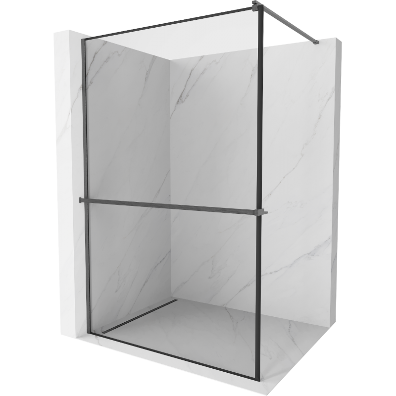 Mexen Kioto+ shower wall with shelf Walk-in 140 x 200 cm, black pattern, brushed gun gray - 800-140-121-66-70