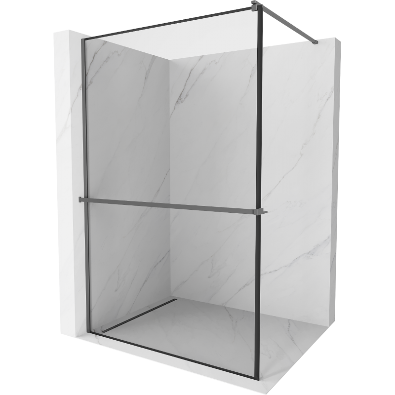 Mexen Kioto+ Shower Wall with Walk-in Shelf 70 x 200 cm, Black Pattern, Gun Metal - 800-070-121-95-70