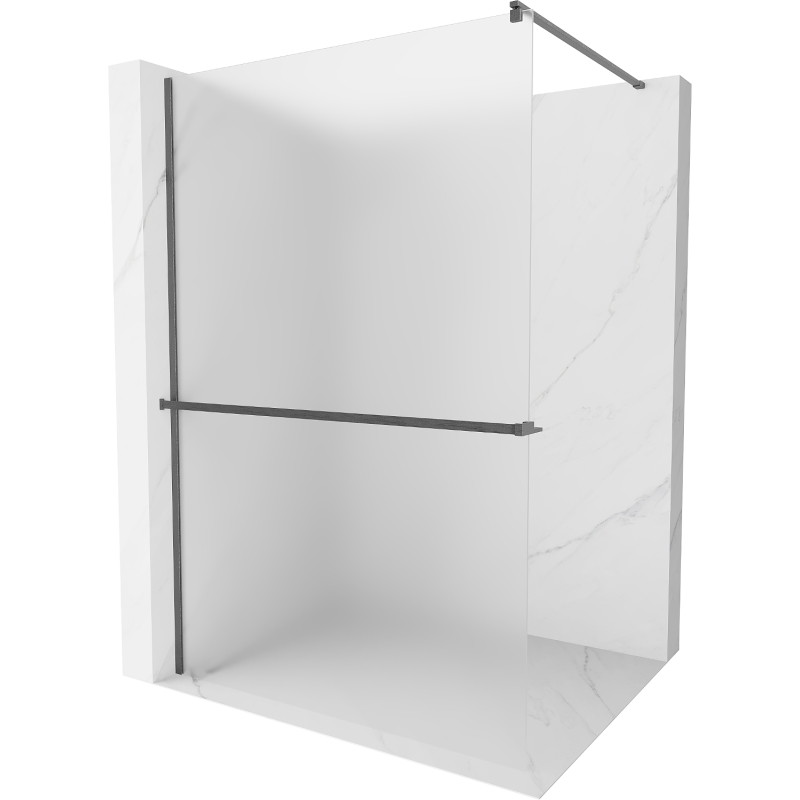 Mexen Kioto+ shower wall with shelf Walk-in 70 x 200 cm, frost, gun gray brushed - 800-070-121-66-30