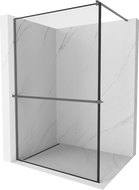 Mexen Kioto+ shower panel with shelf Walk-in 120 x 200 cm, black frame, gun metal - 800-120-121-95-70