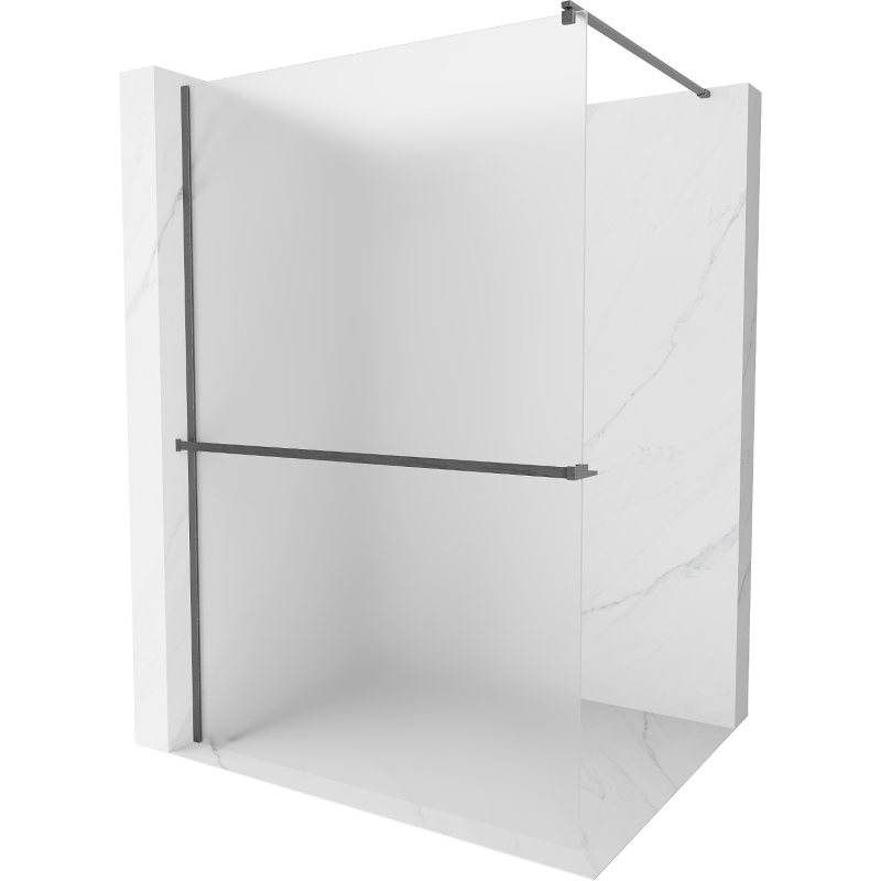 Mexen Kioto+ shower panel with shelf Walk-in 100 x 200 cm, frost, brushed gun gray - 800-100-121-66-30