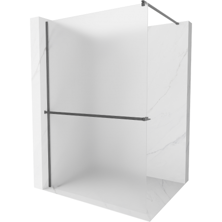 Mexen Kioto+ shower panel with shelf Walk-in 100 x 200 cm, frost, brushed gun gray - 800-100-121-66-30