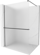 Mexen Kioto+ shower wall with Walk-in shelf 140 x 200 cm, frosting, brushed gun gray - 800-140-121-66-30