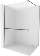 Mexen Kioto+ Walk-in Shower Screen with Shelf 110 x 200 cm, Frosted, Gun Metal - 800-110-121-95-30