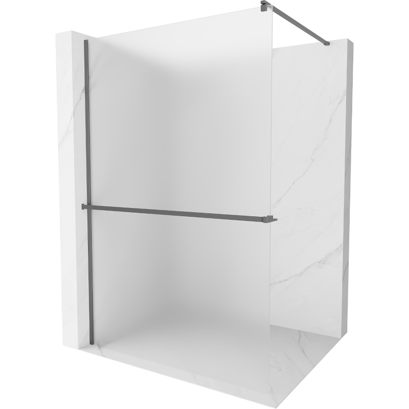 Mexen Kioto+ Walk-in Shower Wall with Shelf 130 x 200 cm, Frosted, Gun Metal - 800-130-121-95-30