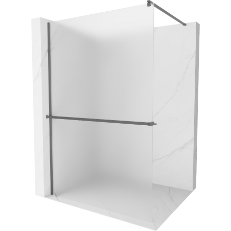 Mexen Kioto+ Walk-in Shower Wall with Shelf 140 x 200 cm, Frosted, Gun Metal - 800-140-121-95-30