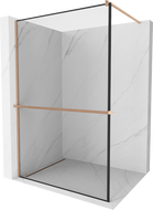 Mexen Kioto+ Walk-in Shower Panel with Shelf 39.37 x 78.74 inches, Black Pattern, Brushed Brass - 800-100-121-65-70