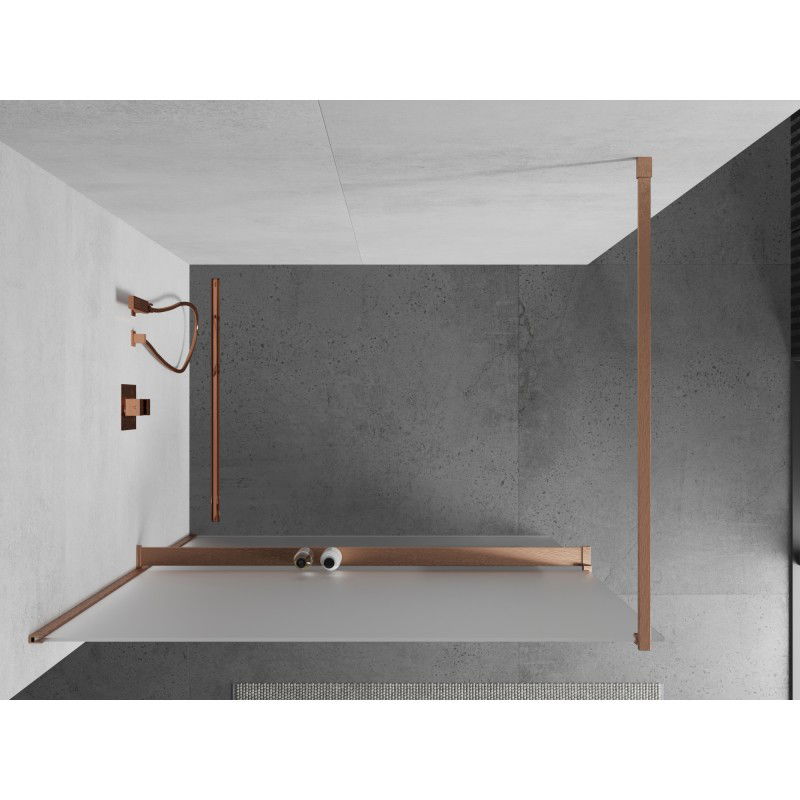 Mexen Kioto+ shower wall with shelf Walk-in 110 x 200 cm, frost, brushed copper - 800-110-121-65-30