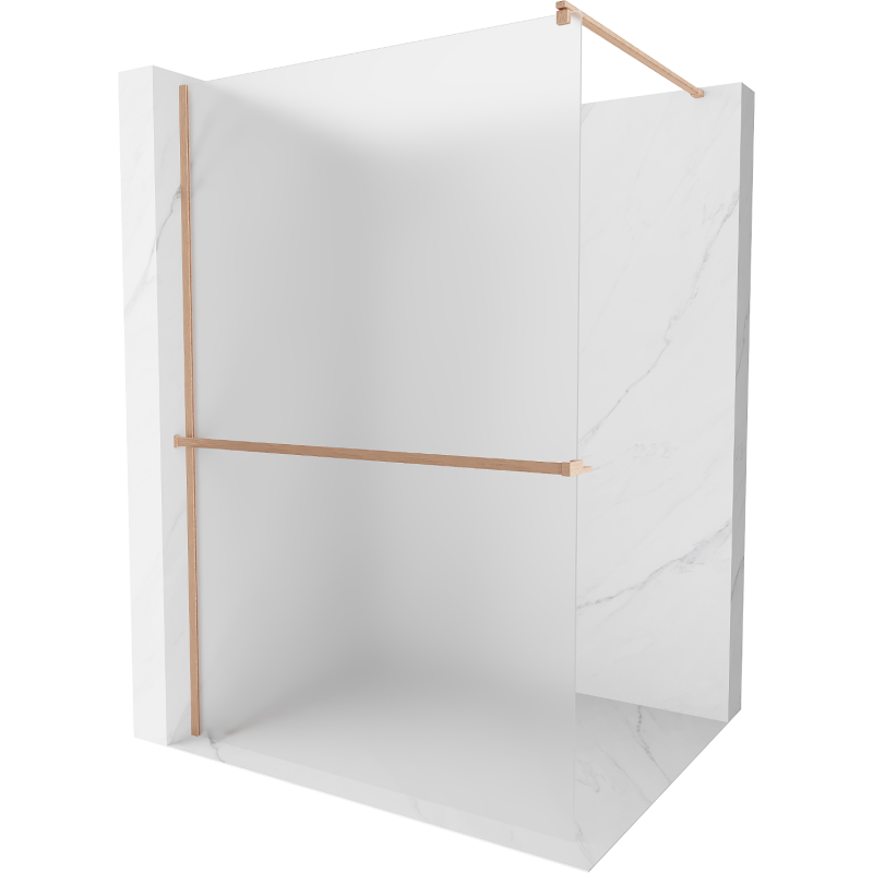 Mexen Kioto+ Walk-in Shower Wall with Shelf 110 x 200 cm, Frosted, Brushed Copper - 800-110-121-65-30