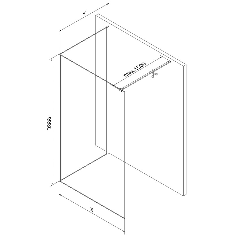 Mexen Kioto Walk-in Shower Wall 100 x 75 cm, Transparent, Gun Metal - 800-100-212-95-00-075