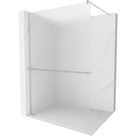 Mexen Kioto+ Walk-in Shower Wall with Shelf 110 x 200 cm, Frost, Brushed Nickel - 800-110-121-97-30