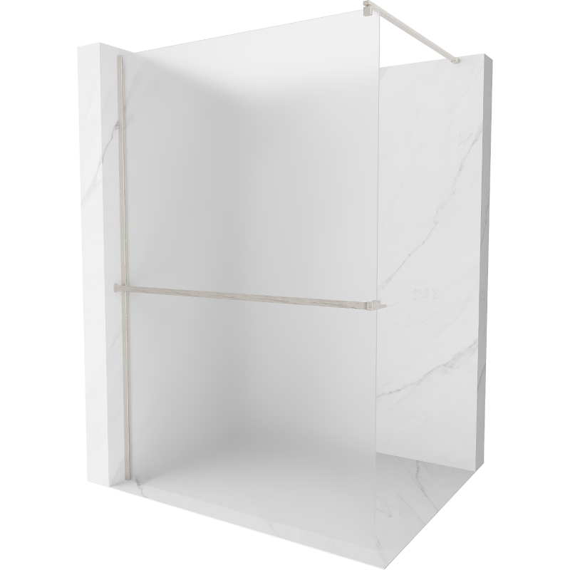 Mexen Kioto+ Walk-in Shower Wall with Shelf 120 x 200 cm, Frosted, Brushed Nickel - 800-120-121-97-30