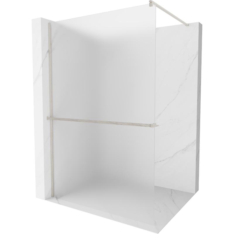 Mexen Kioto+ shower wall with shelf Walk-in 130 x 200 cm, frosted, brushed nickel - 800-130-121-97-30