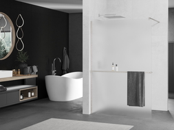 Mexen Kioto+ Shower Wall with Walk-in Shelf 140 x 200 cm, Frosted, Brushed Nickel - 800-140-121-97-30