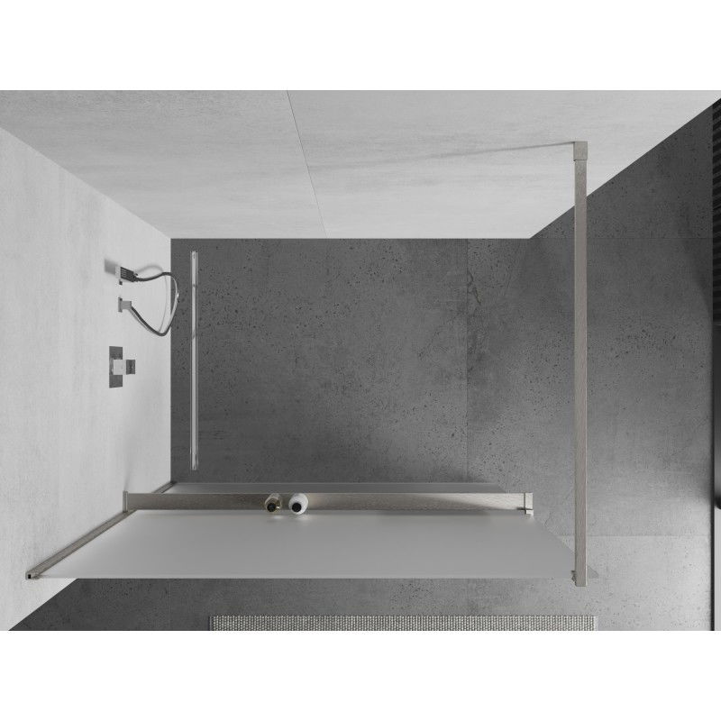 Mexen Kioto+ shower wall with shelf Walk-in 140 x 200 cm, frost, brushed nickel - 800-140-121-97-30
