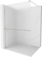 Mexen Kioto+ Shower Wall with Walk-in Shelf 140 x 200 cm, Frosted, Brushed Nickel - 800-140-121-97-30