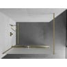 Mexen Kioto+ shower wall with Walk-in shelf 100 x 200 cm, frosted, brushed gold - 800-100-121-55-30