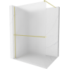 Mexen Kioto+ shower wall with Walk-in shelf 100 x 200 cm, frosted, brushed gold - 800-100-121-55-30
