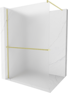 Mexen Kioto+ Shower wall with Walk-in shelf 140 x 200 cm, frosted, brushed gold - 800-140-121-55-30
