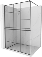 Mexen Kioto+ shower wall with Walk-in shelf 120 x 200 cm, black pattern, brushed gun gray - 800-120-121-66-78