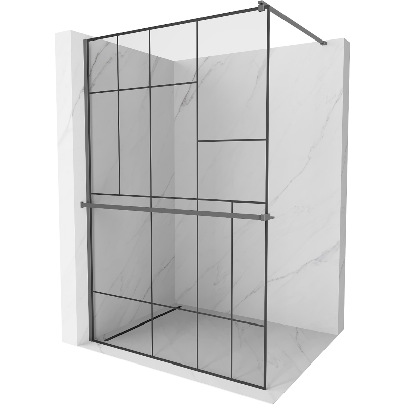 Mexen Kioto+ Walk-in Shower Screen with Shelf 70 x 200 cm, black pattern, gun metal - 800-070-121-95-78