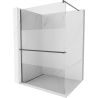 Mexen Kioto+ Walk-in Shower Panel with Shelf 140 x 200 cm, Transparent/Frosted, Gun Gray Brushed - 800-140-121-66-35