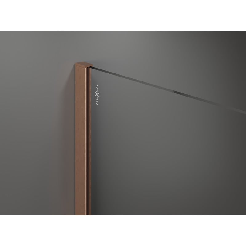 Mexen Kioto+ Walk-in Shower Screen with Shelf 90 x 200 cm, Black Pattern, Brushed Copper - 800-090-121-65-78