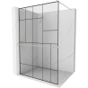 Mexen Kioto+ Walk-in Shower Wall with Shelf 90 x 200 cm, Black Pattern, Brushed Nickel - 800-090-121-97-78